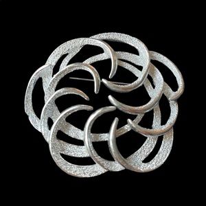 Brooch, Sterling Silver Crescent Rose